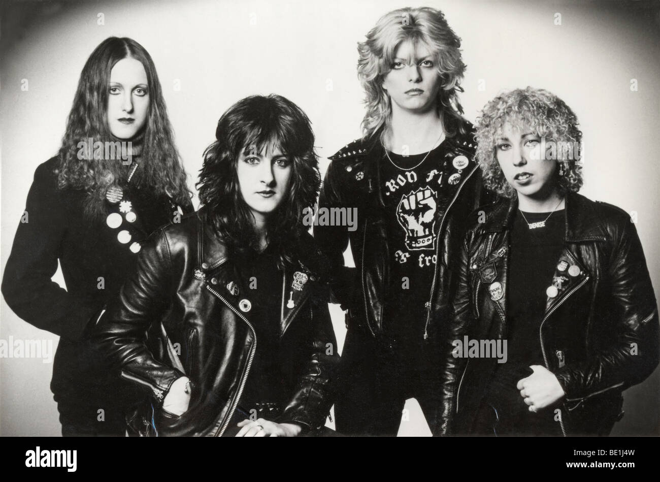 GIRLSCHOOL UK allgirl rock group in 1981 Stock Photo, Royalty Free