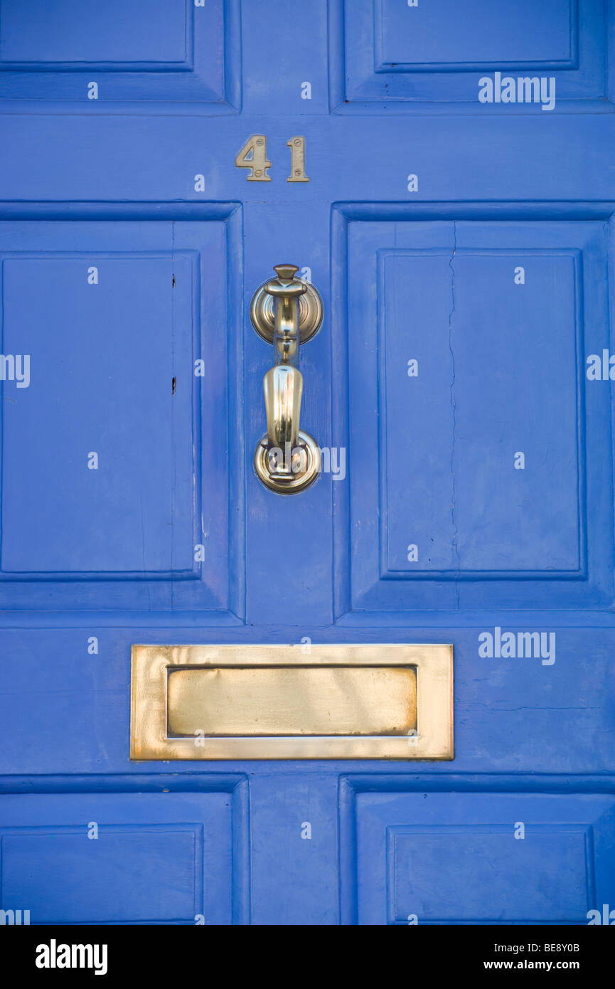 No 41 front door of house with brass knocker and letter box Ludlow