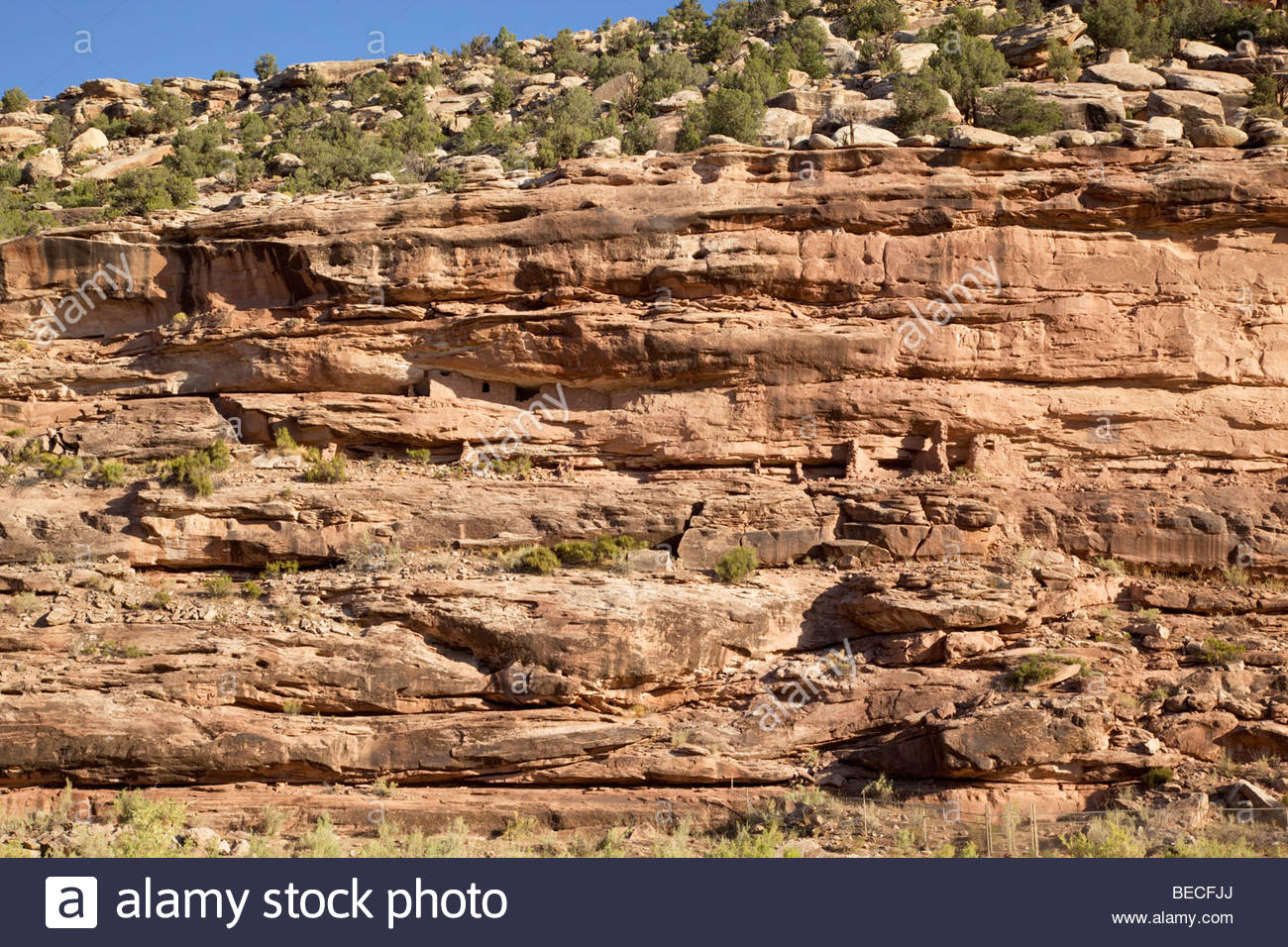 Ancestral; Puebloan; Ruins; Cliff; Dwelling; Montezuma; Creek Stock