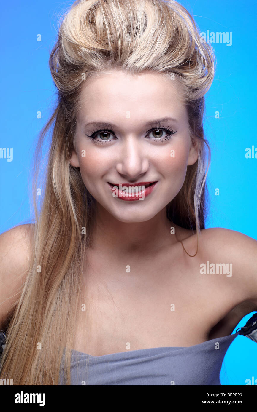 Portrait Of Beautiful European Long Haired Blonde Model Stock Photo Alamy