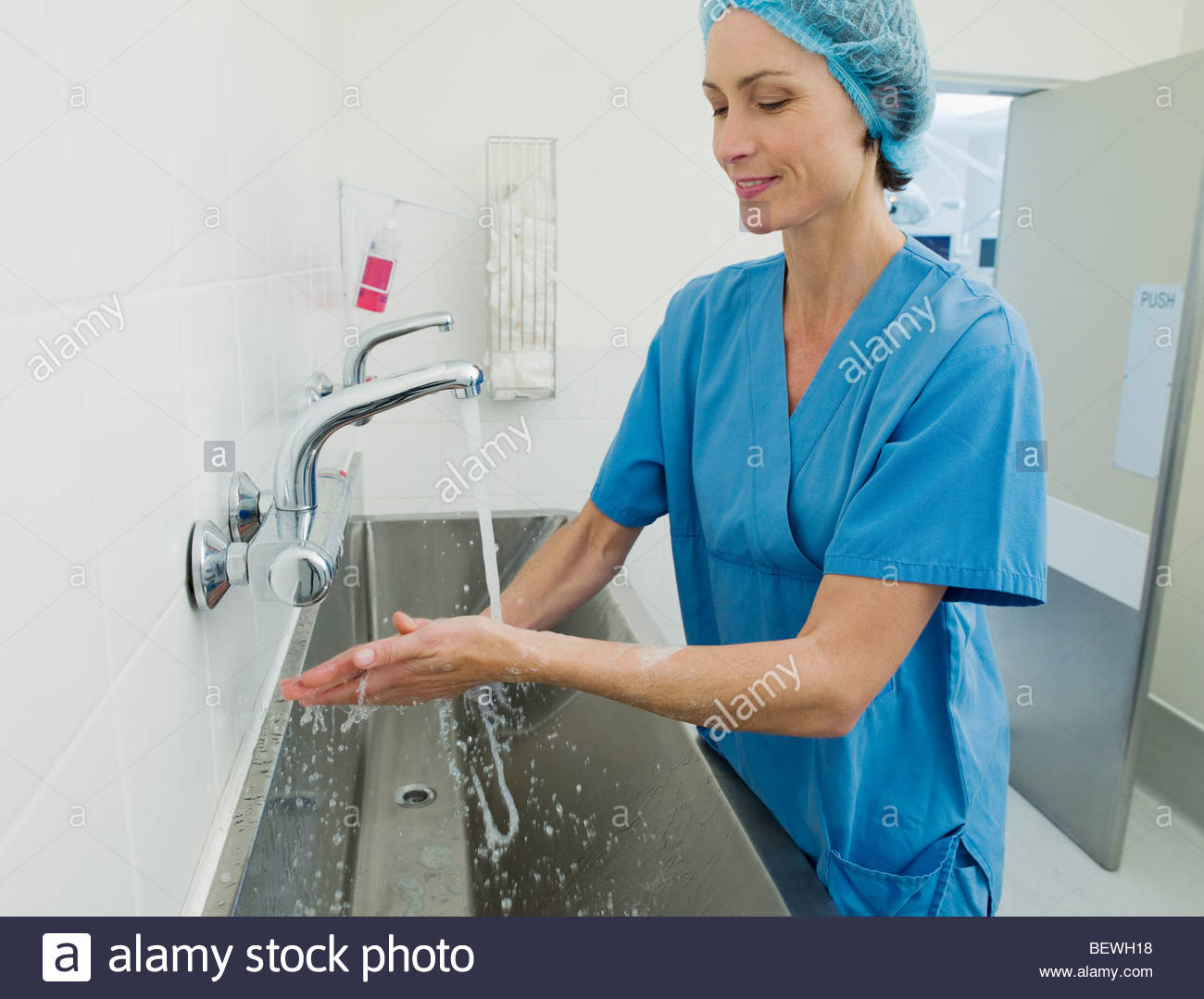 Surgeon washing hands before operation Stock Photo, Royalty Free Image