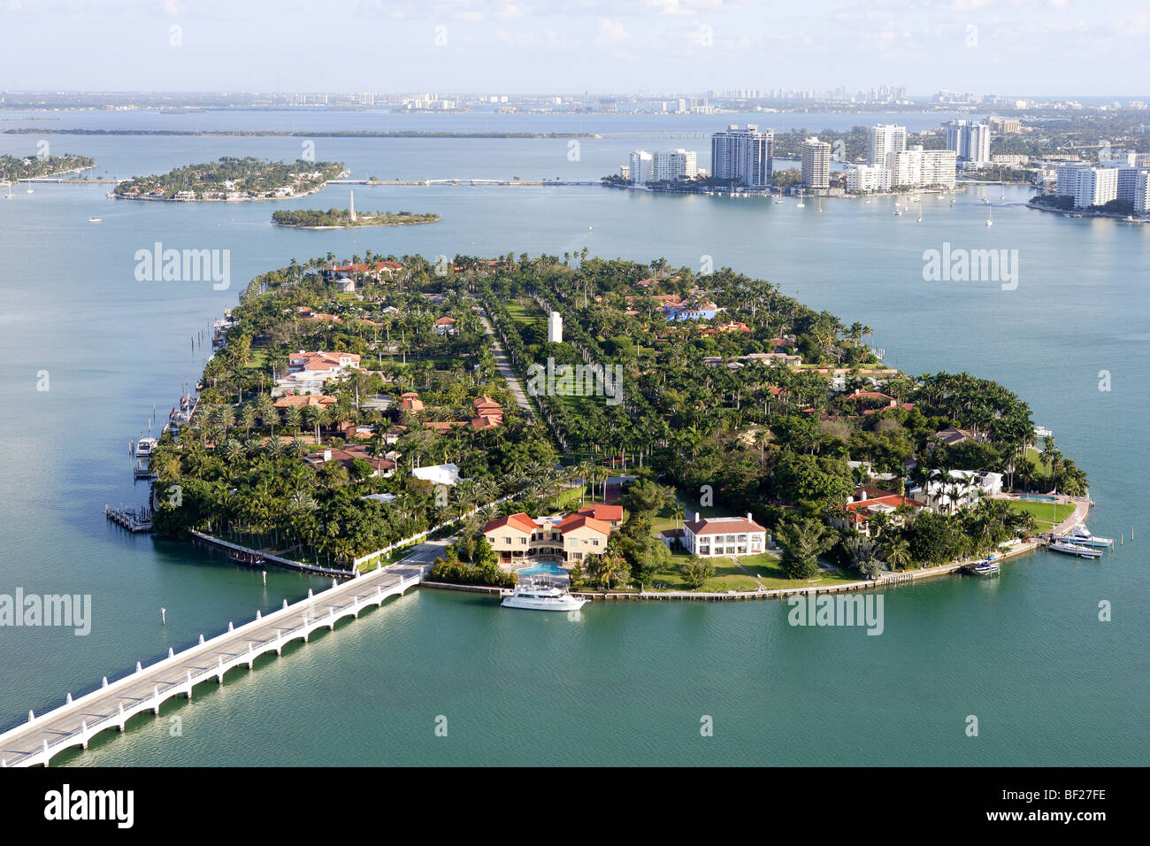 Aerial view of Star Island in the sunlight, Miami, Florida, USA Stock Photo, Royalty Free Image