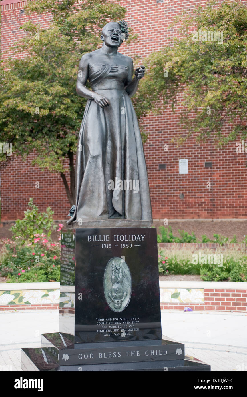 Sculpture in Baltimore Billie Holiday on Penn Ave Stock Photo, Royalty