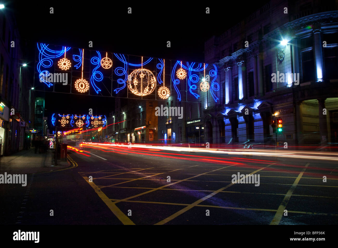 aberdeen city centre christmas lights and traffic winter aberdeen city centre christmas lights and traffic winter