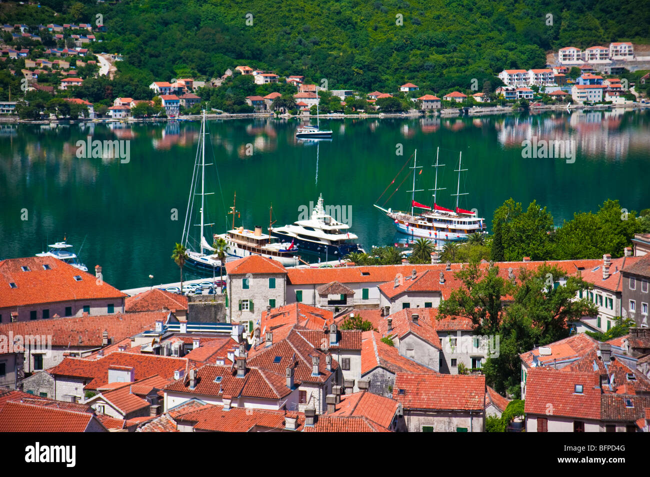 Panoramic View At The Marina Of Historic Old Town Of Kotor Bay Of