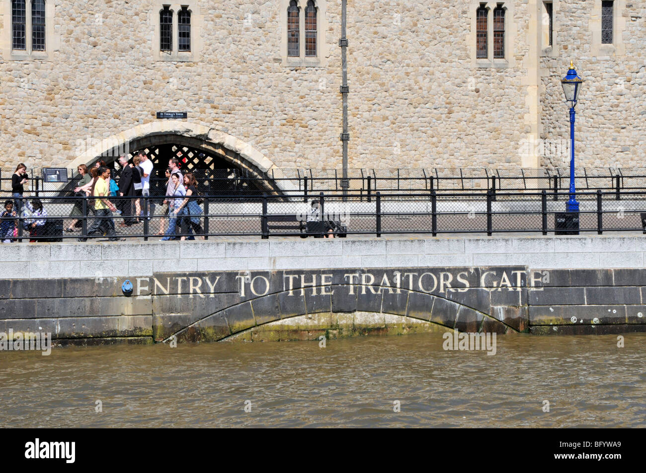 Entry to the Tower of London Traitors gate from River Thames seen at
