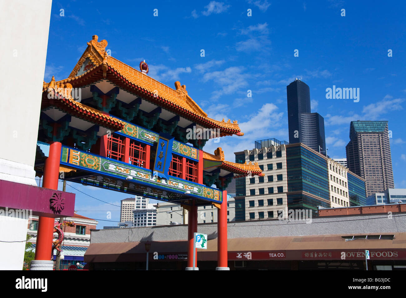 Chinatown Gate, International District, Seattle, Washington State Stock