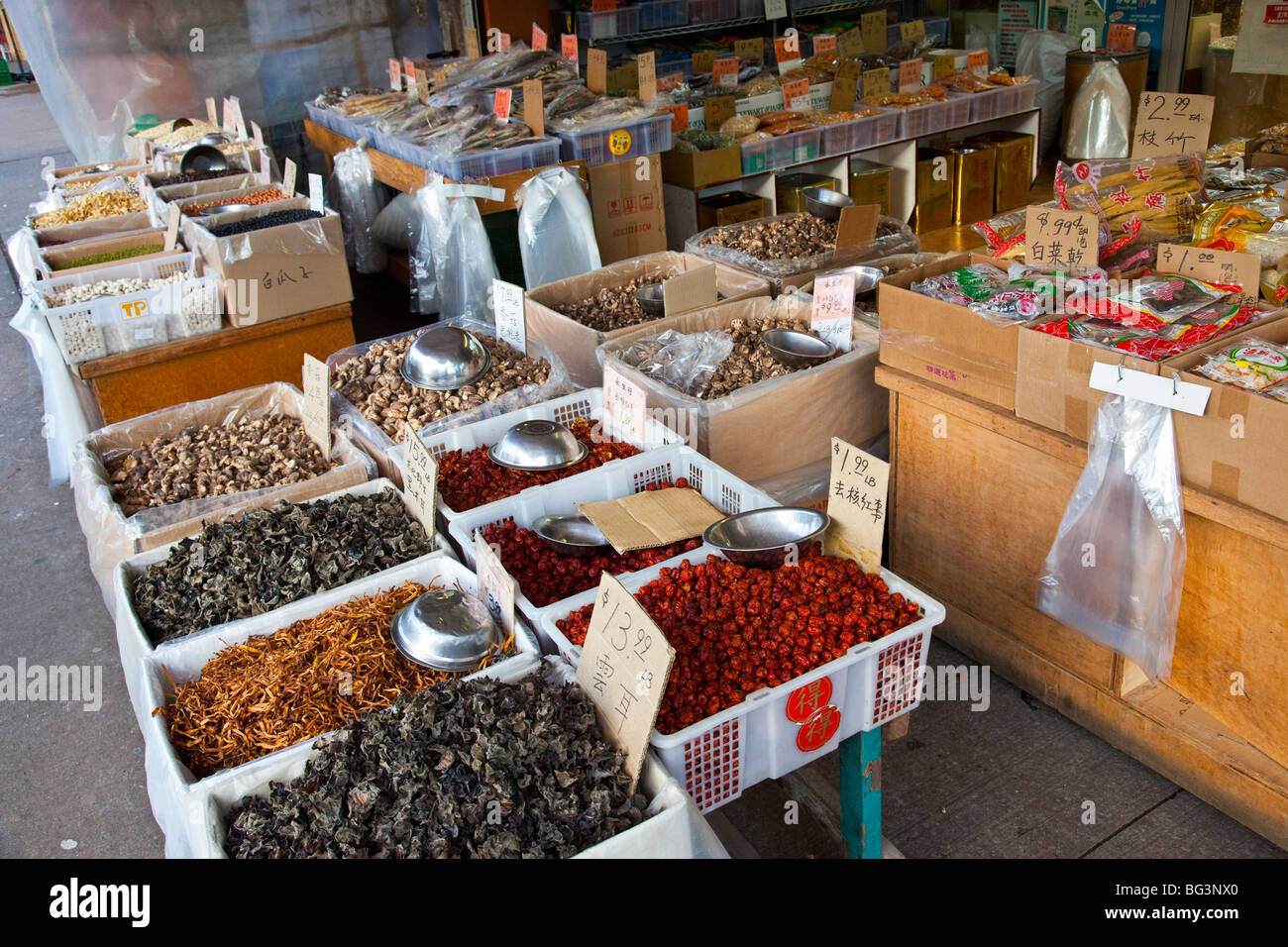 Chinese dry goods shop in Chinatown in Toronto Canada Stock Photo