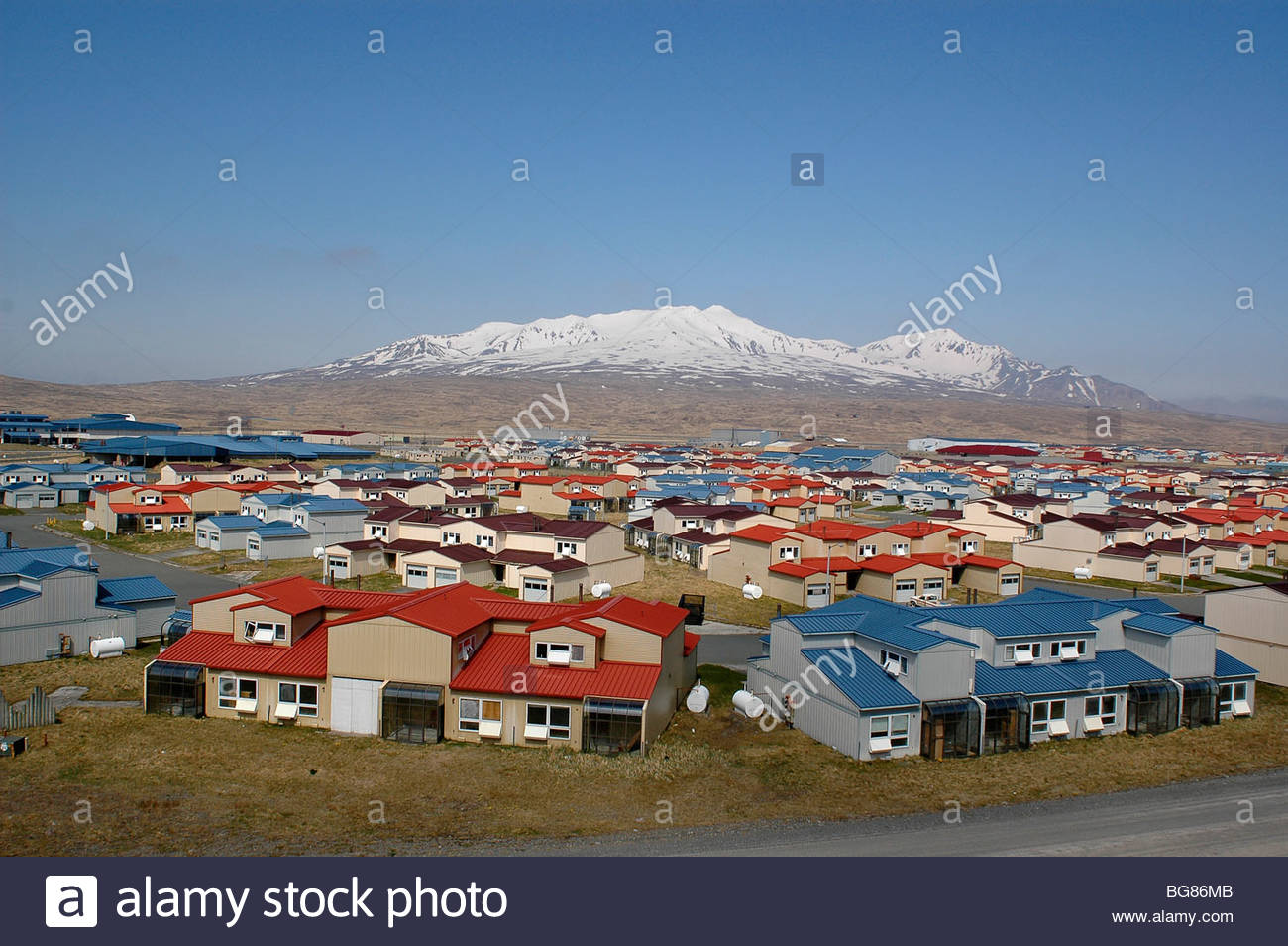 Adak Island, City of Adak, former U.S. Naval base, housing. Mt Stock