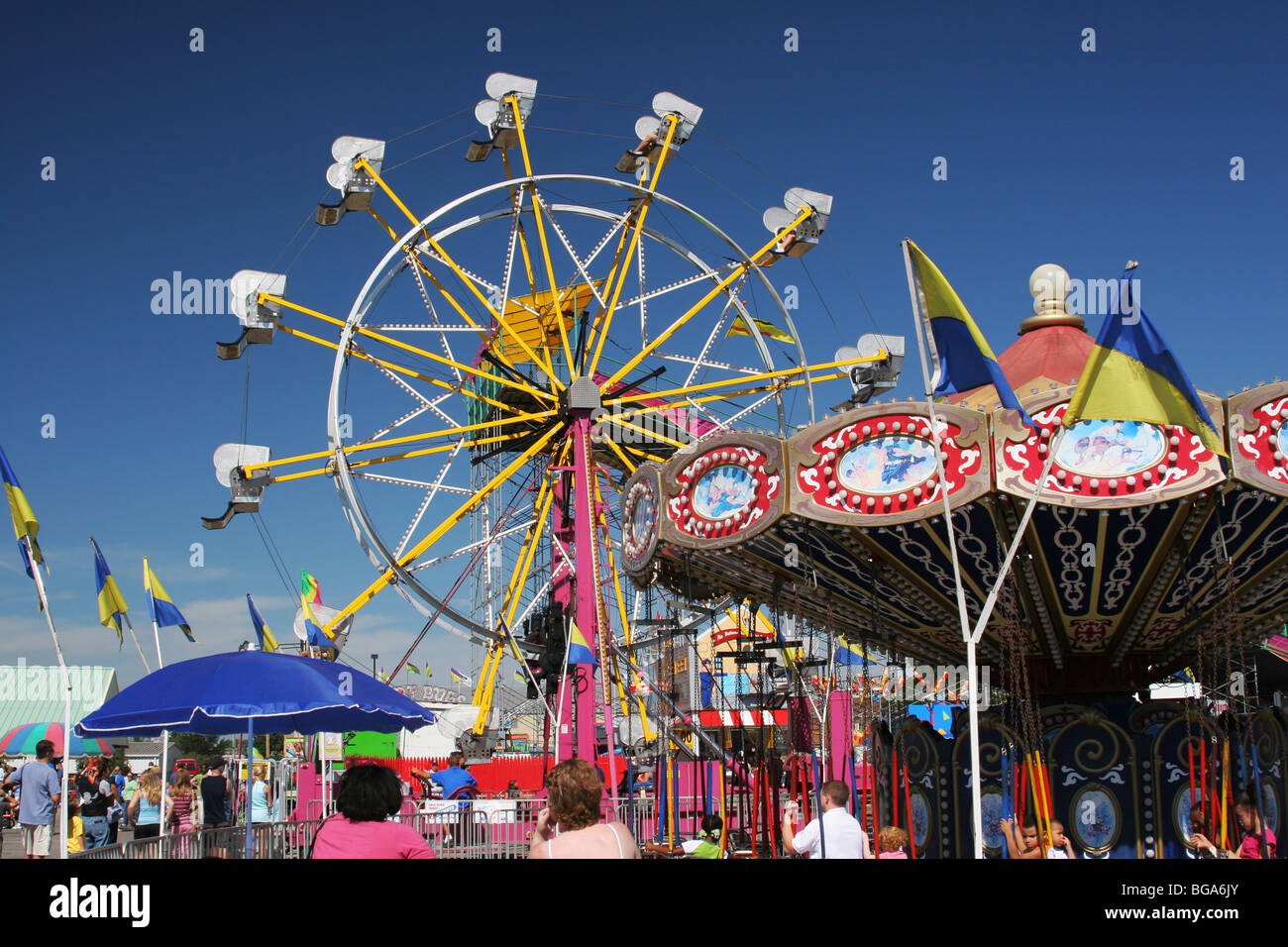 Ferris Wheel and Carousel Carnival Rides. Ohio State Fair. Columbus