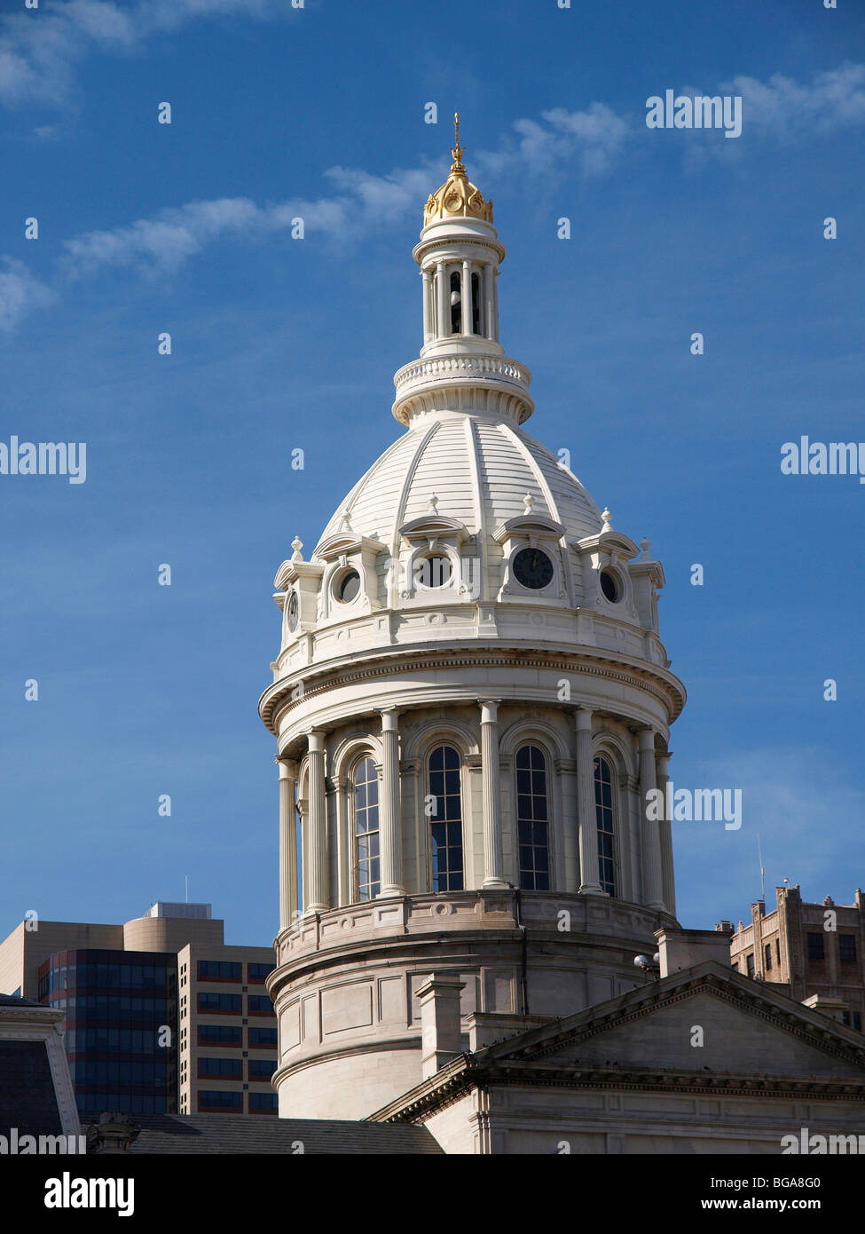 The dome of the Baltimore City Hall Maryland USA Stock Photo, Royalty