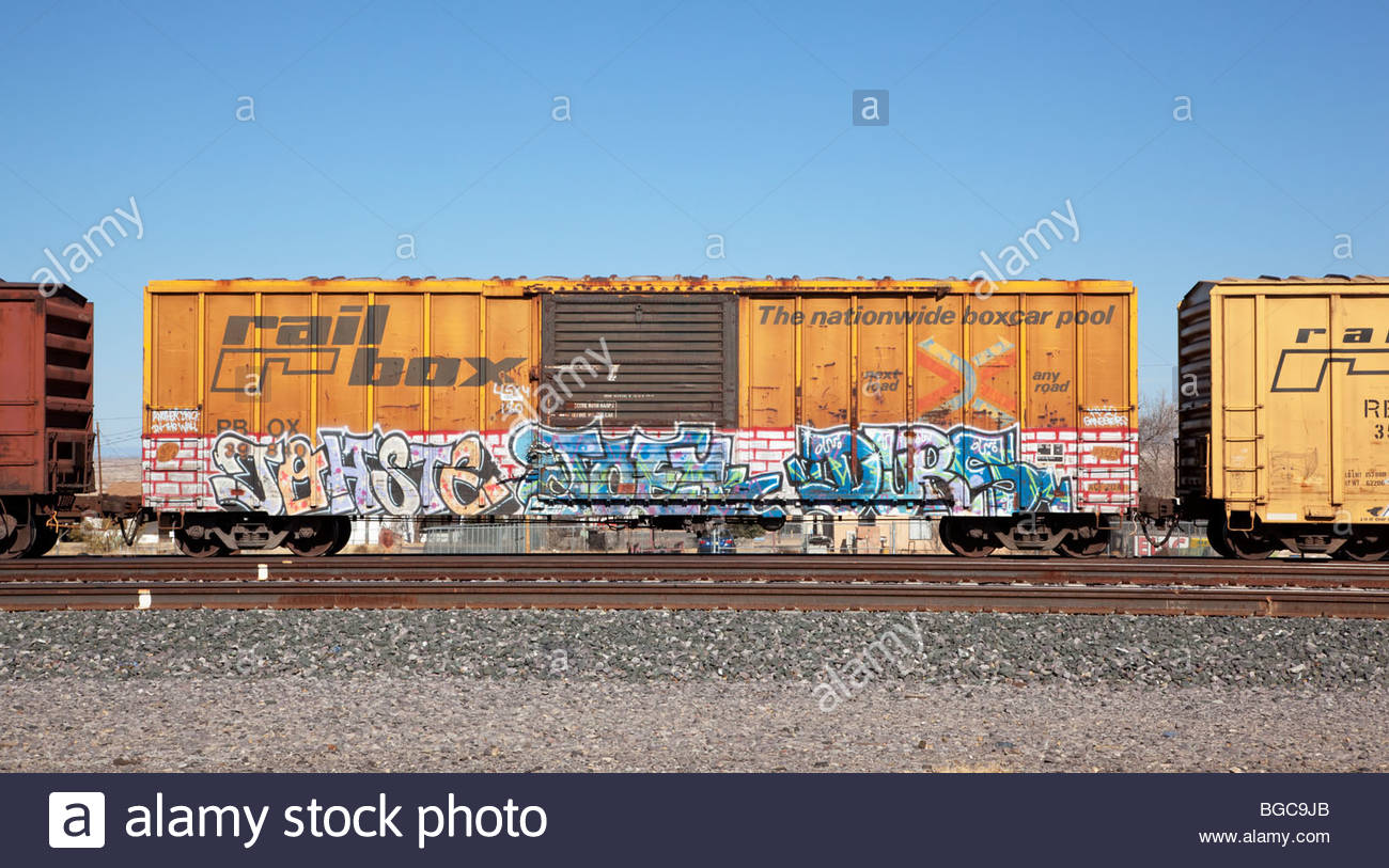 Graffiti on box cars "New Mexico Stock Photo, Royalty Free Image