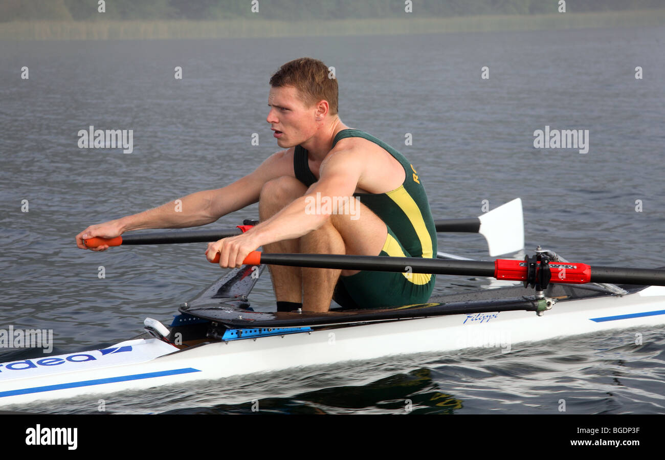 Danish elite rower Henrik Stephansen at a training session in his Stock