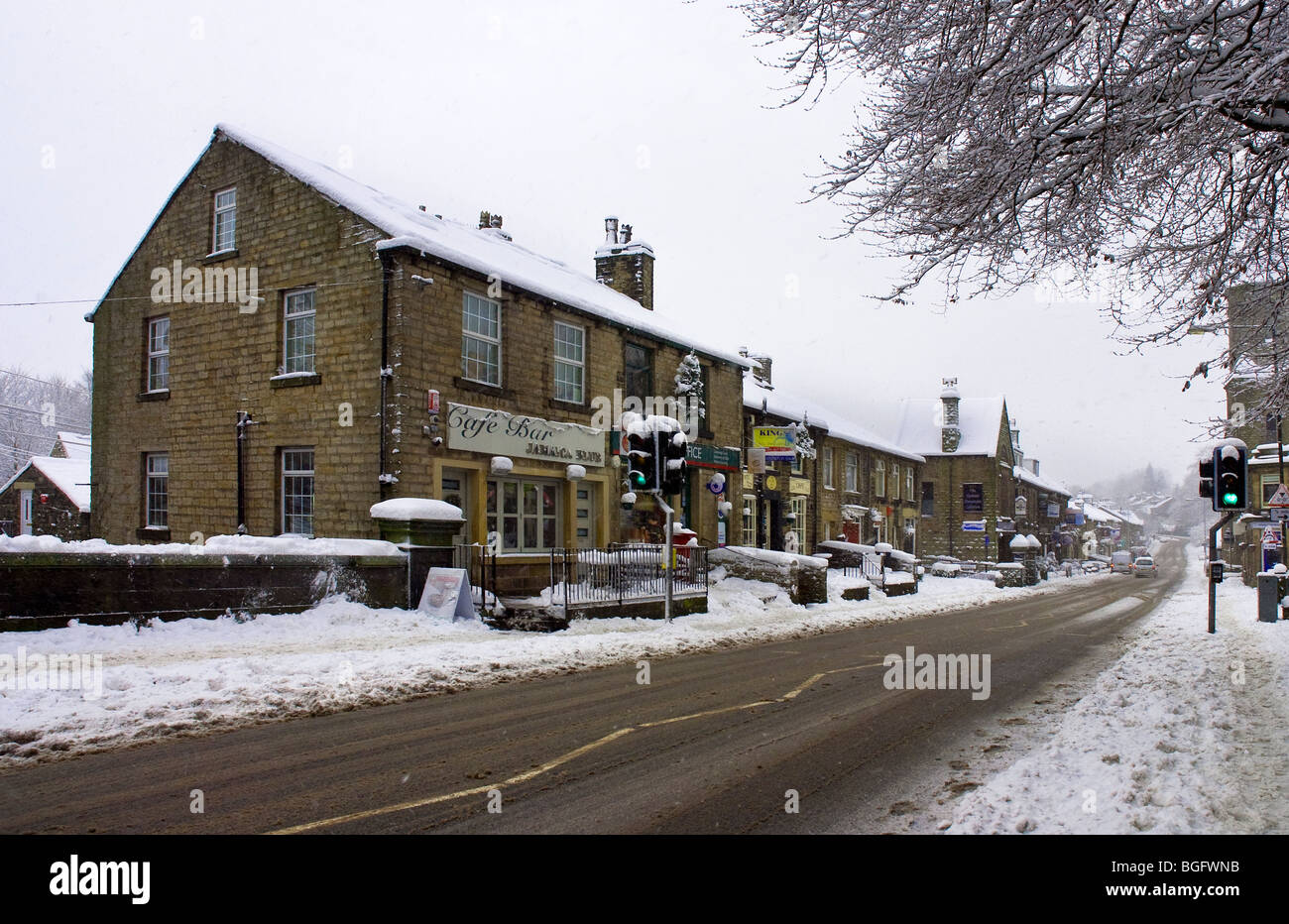 High Street Uppermill, Saddleworth Stock Photo, Royalty Free Image