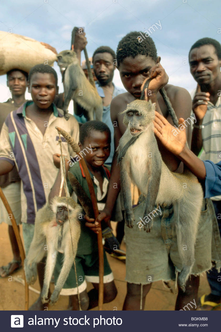 Africa, Southern Africa, Mozambique, View Of African Tribal Hunters