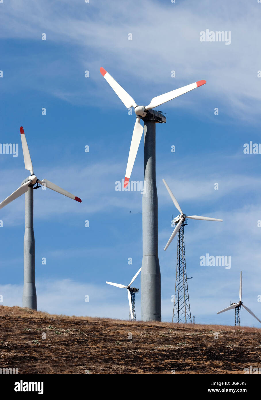 Wind Powered Turbines In Th Mojave Desert Stock Photo Alamy