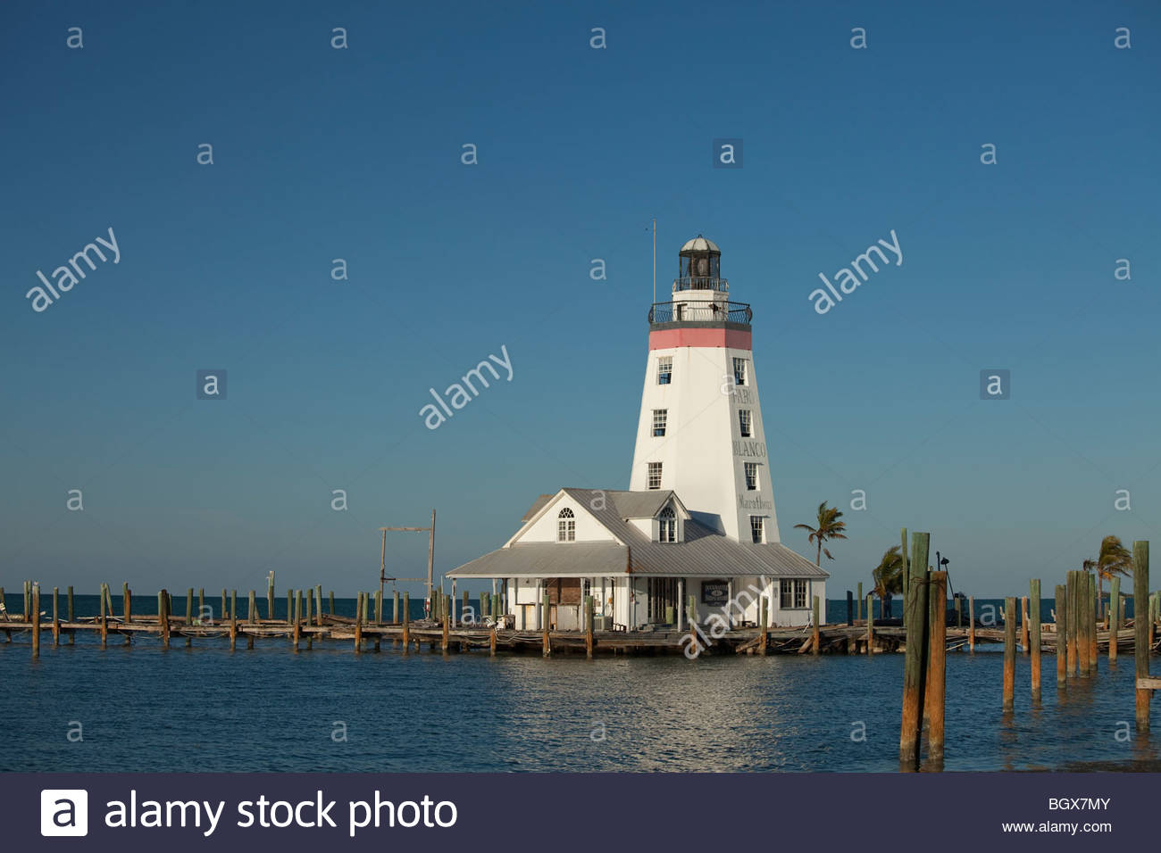 Stock Photo - Faro Blanco Lighthouse Marathon Key Floriday Keys USA