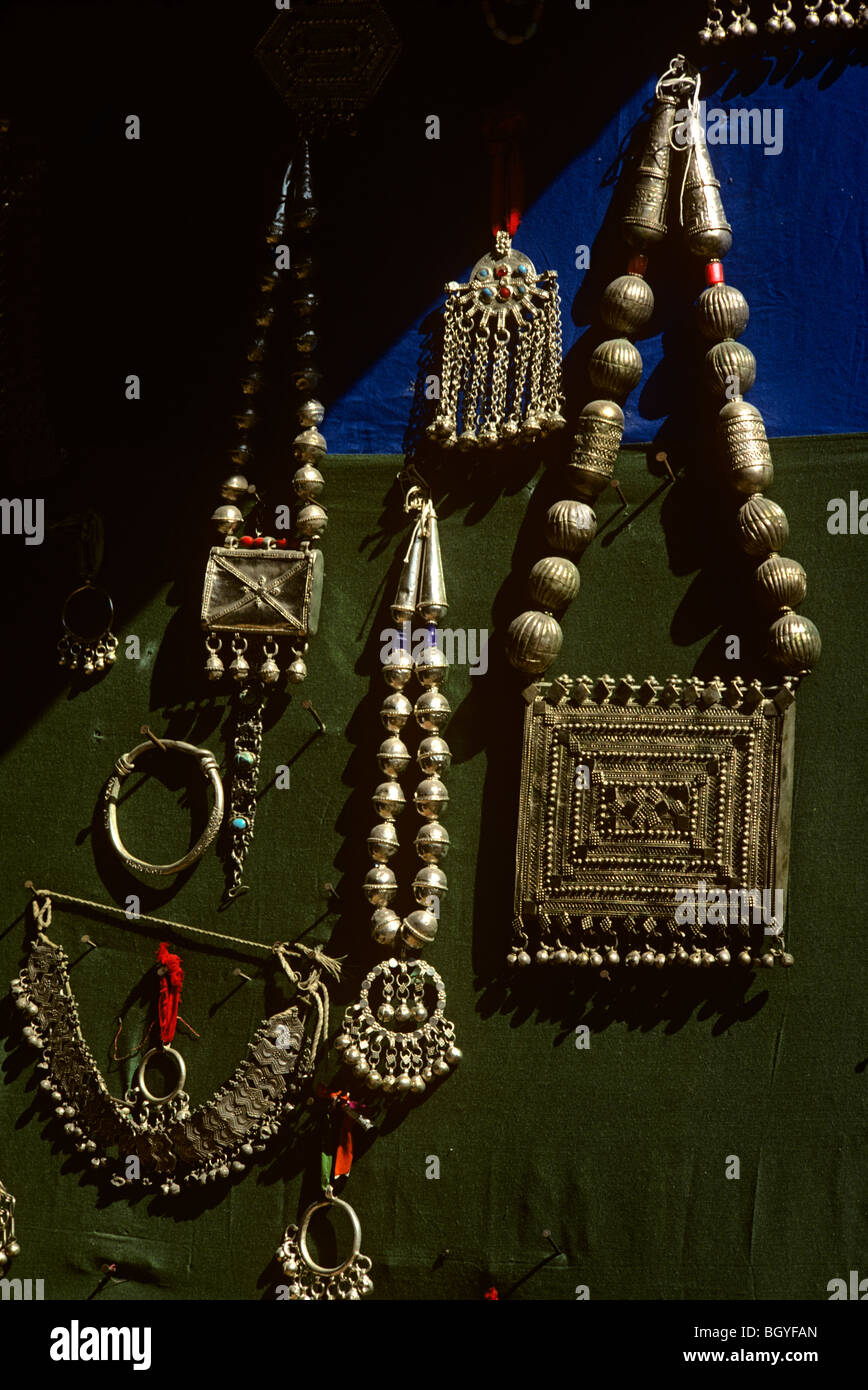 Magnificent Bedouin jewelry sold in a small shop in Jeddah Saudi Stock 