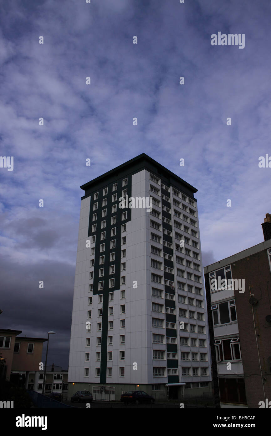 Cladding on Tower block of council flats, Devonport, Plymouth UK Stock