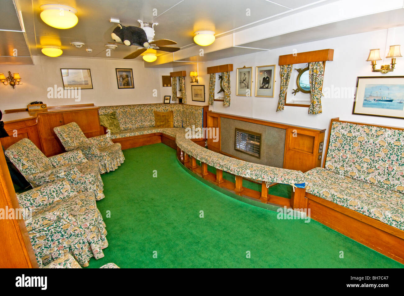 The Admiral's Cabin and Quarters aboard the Royal Yacht Britannia Stock Photo, Royalty Free