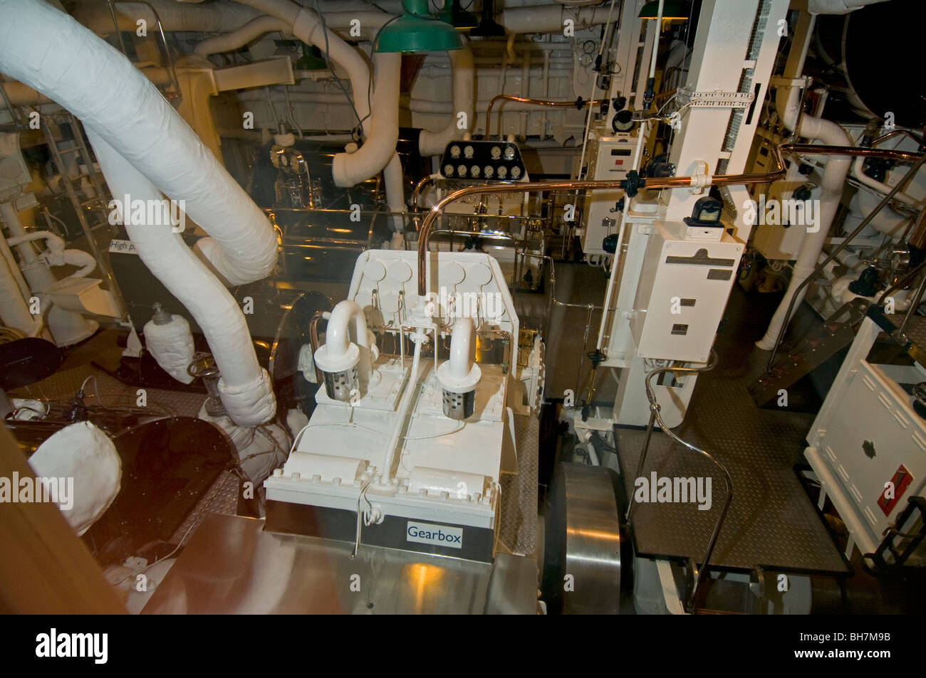 The Engine Room of the Royal Yacht Britannia berthed at Leith Stock