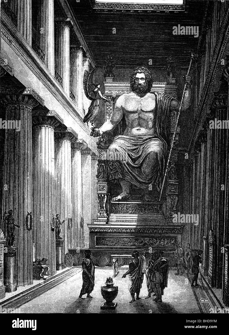 Ancient World, Seven Wonders of the World, Statue of Zeus in the Stock Photo, Royalty Free Image