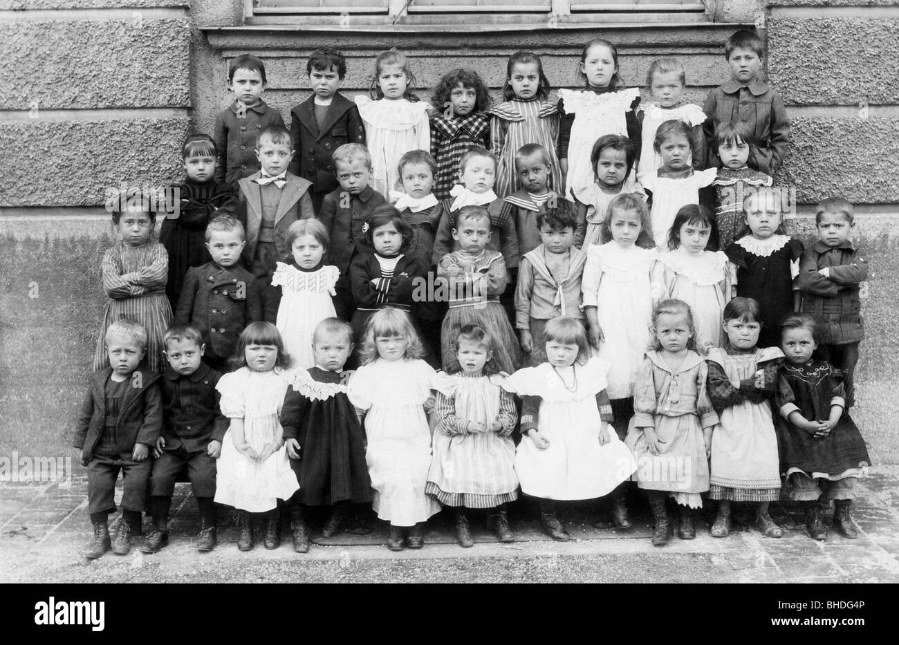 people, children, group picture, circa 1900, kids, historic Stock Photo