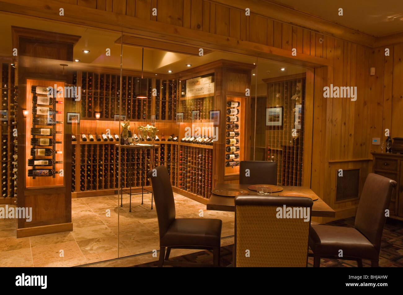 Rio Chama Restaurant wine cellar Santa Fe, New Mexico Stock Photo