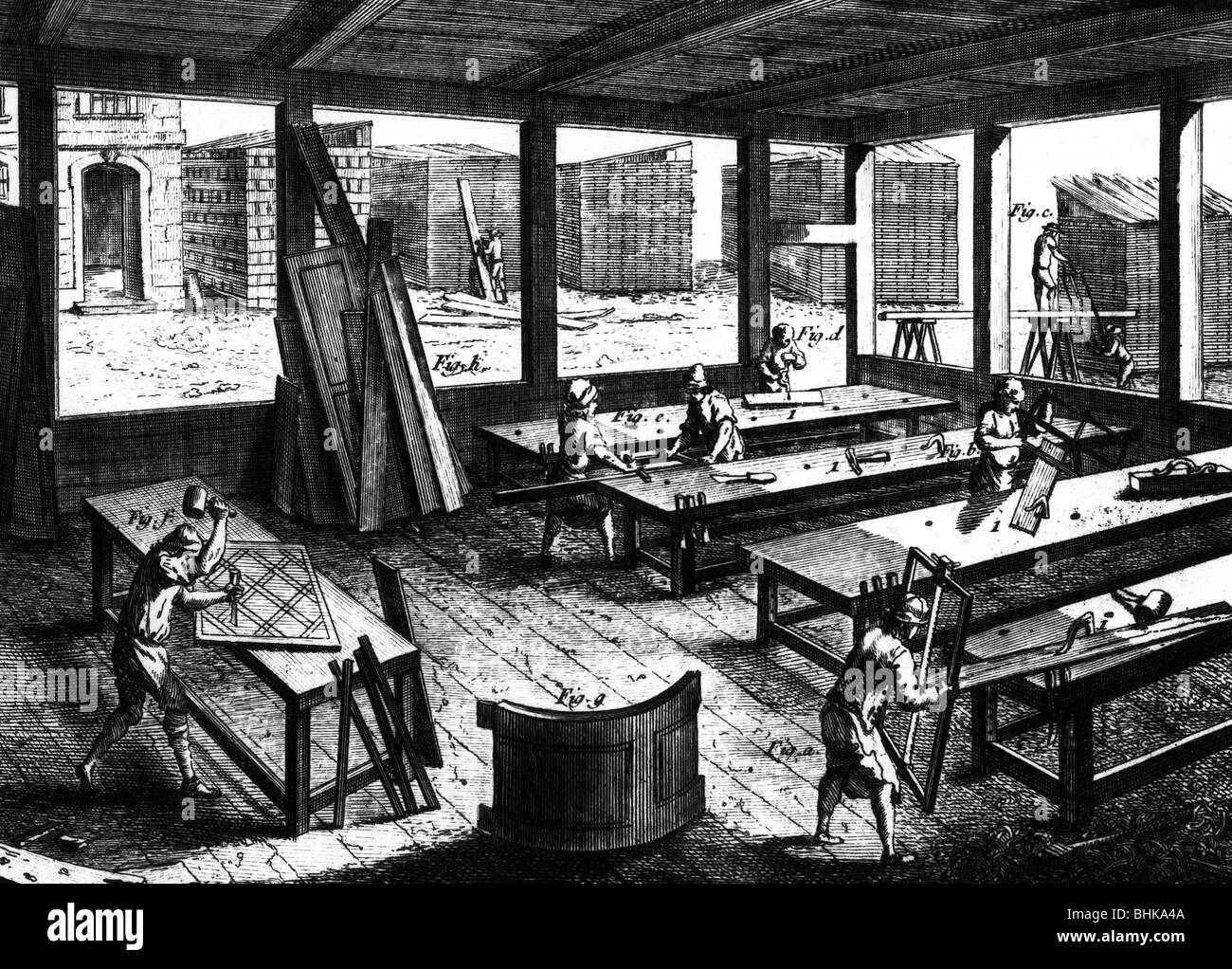 people, professions, carpenter, carpenter's circa 1750 Stock