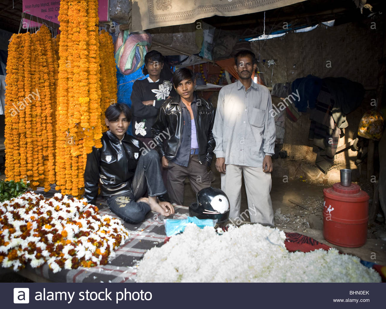 Lado Sarai Flower Market Mehrauli, New Delhi, Delhi, India Stock Photo