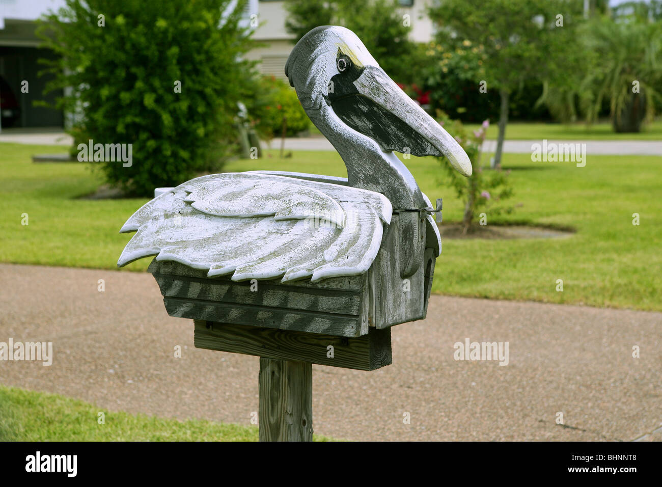 Pelican mail post wooden mailbox in Texas artistic custom mailboxes