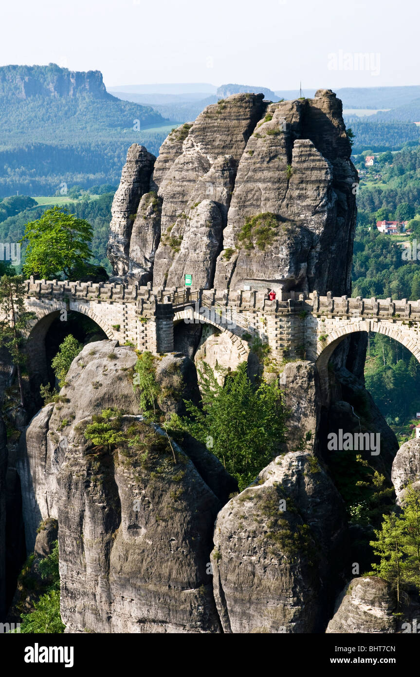Die Bastei, Saechsische Schweiz, Elbsandsteingebirge, Sachsen Stock