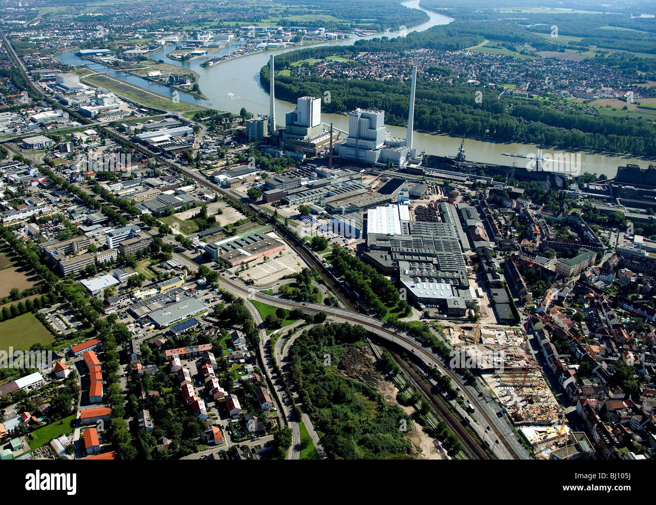Aerial photo of Mannheim with harbour, Germany Stock Photo 28296286