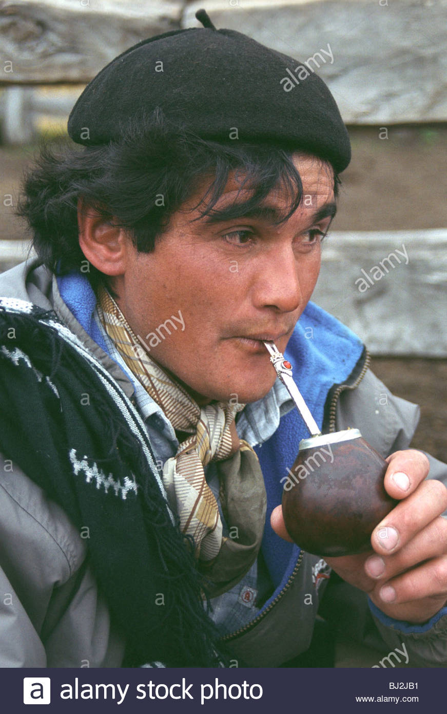 Gaucho drinking Mate tea, Argentina Stock Photo, Royalty Free Image
