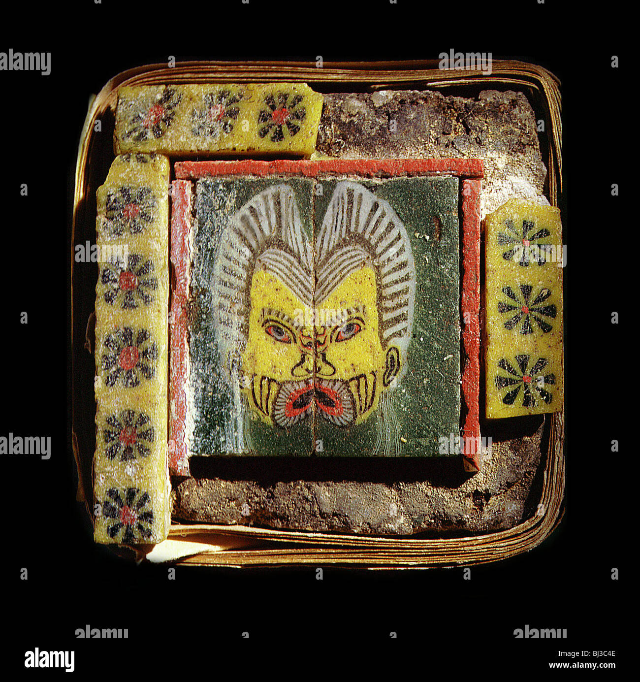 Furniture inlay of glass tiles, Ancient Egyptian, Ptolemaic period