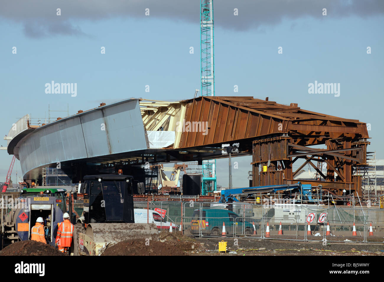 Construction of the M74 Motorway extension in Glasgow, Scotland, UK