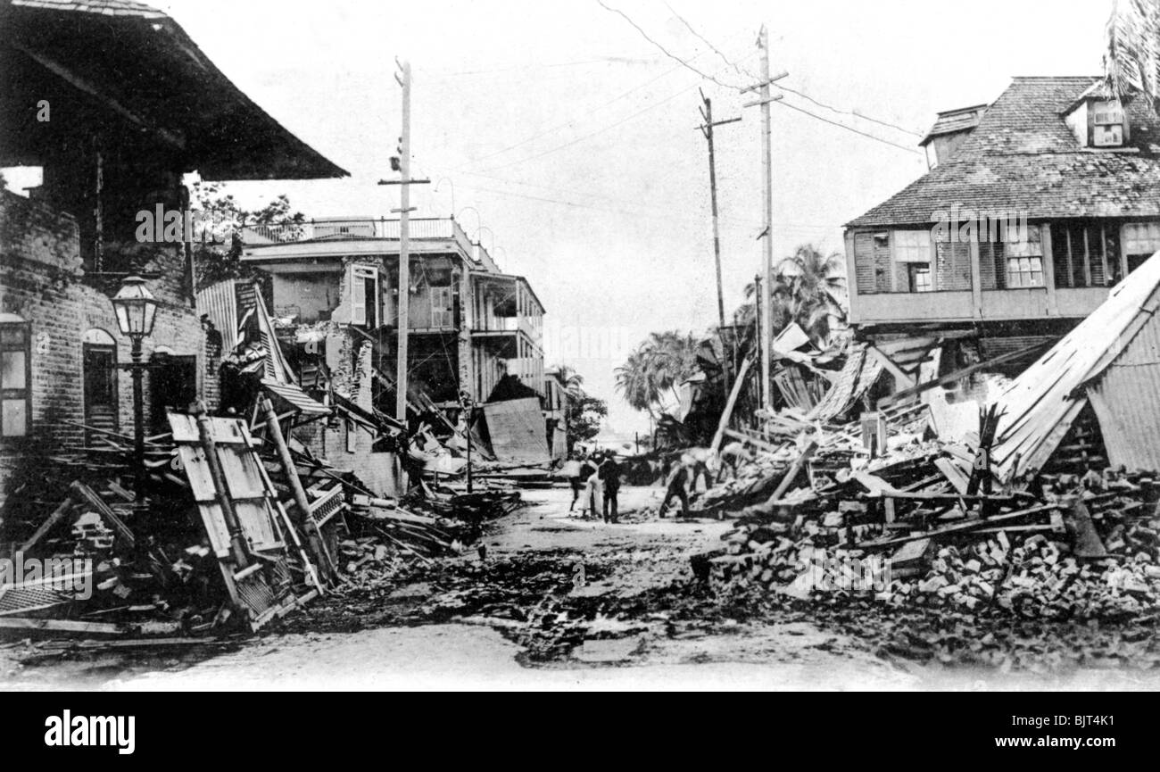 Earthquake Damage, King Street And Harbour Street, Kingston, Jamaica Stock Photo, Royalty Free