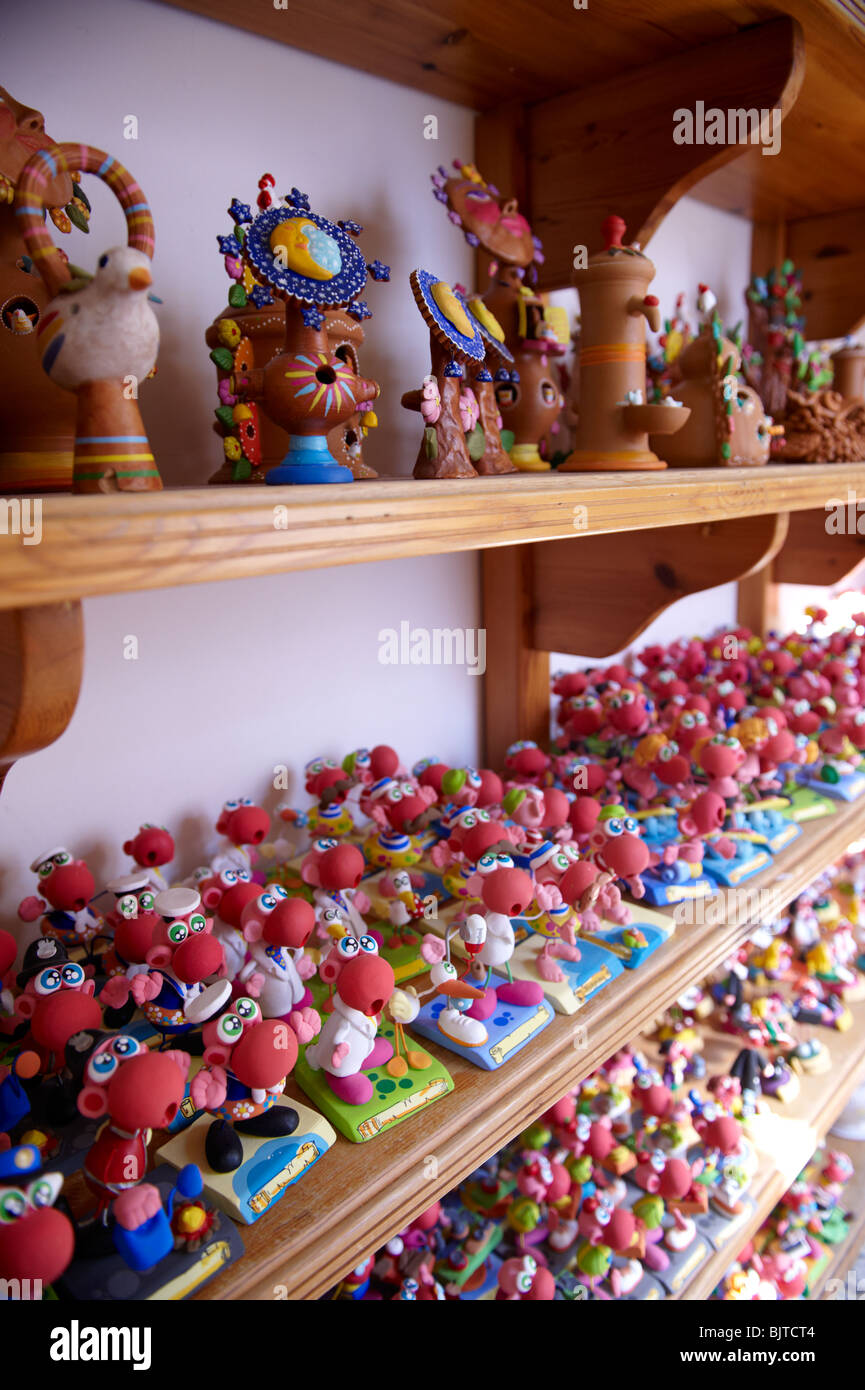 whistle shop La Botteca, showing a variety of pottery whistles Stock