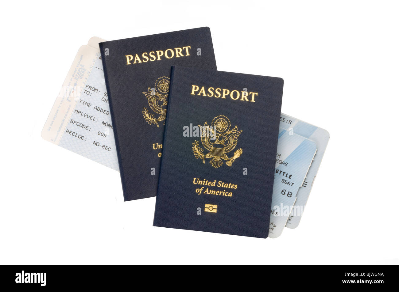 passports with airline tickets Stock Photo, Royalty Free Image