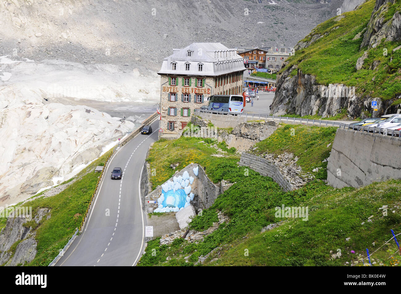 Hotel Belvedere by the road on Furkapass in Alps Stock Photo, Royalty Free Image 28899945 Alamy