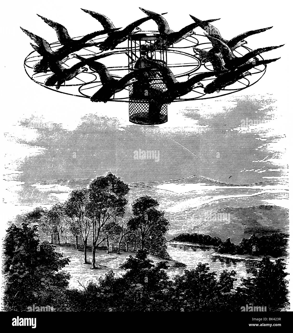 A Natural FlyingMachine, 1865 Stock Photo, Royalty Free Image