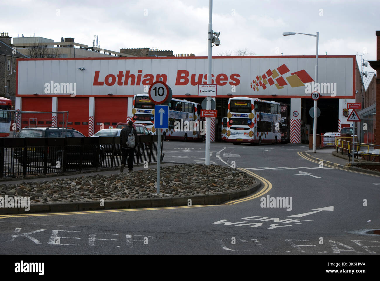 Part of Lothian Buses main bus depot in Edinburgh Stock Photo 29034582
