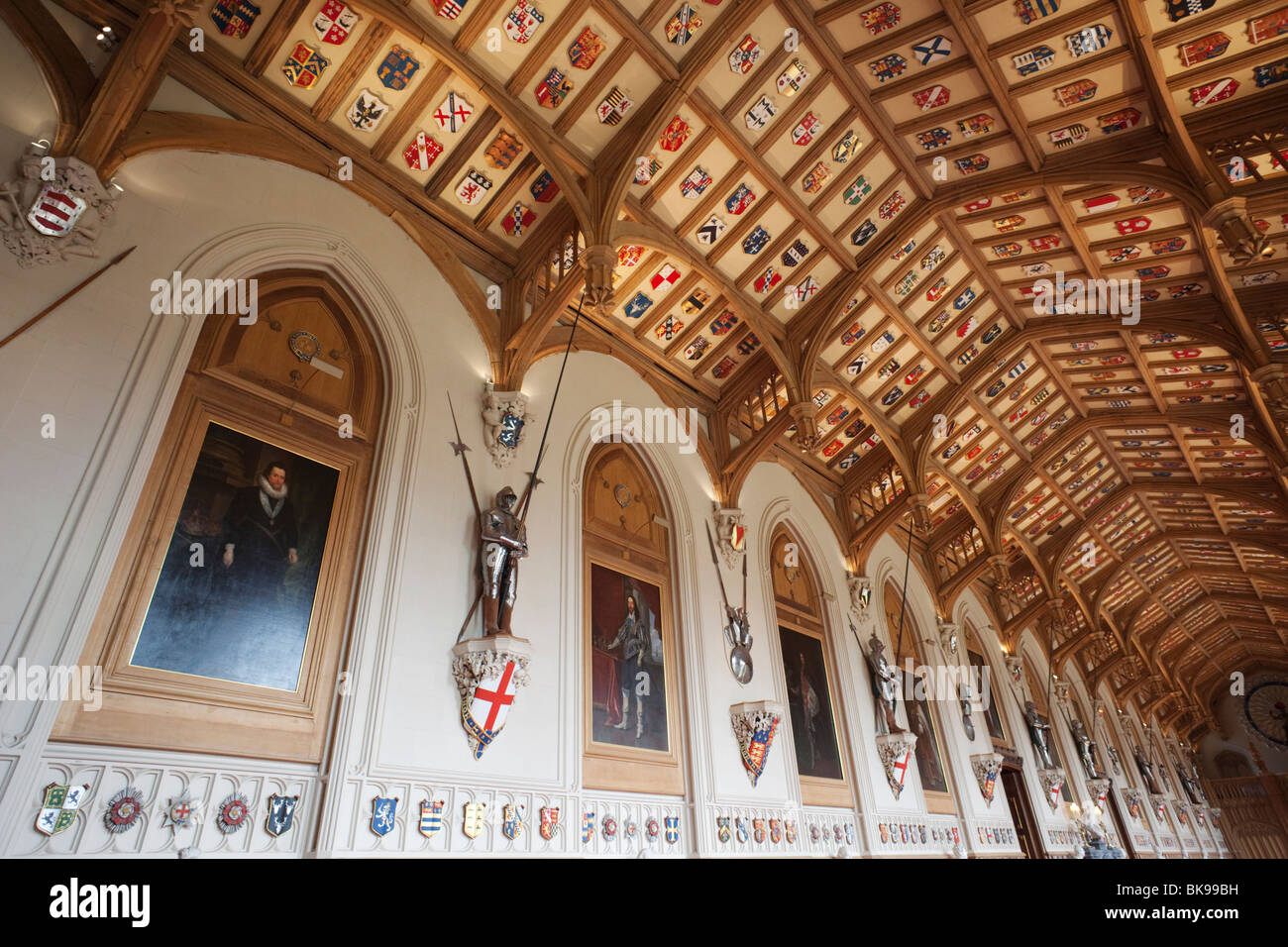 Interiors of a hall, St. Hall, Windsor Castle, Windsor and Stock Photo, Royalty Free