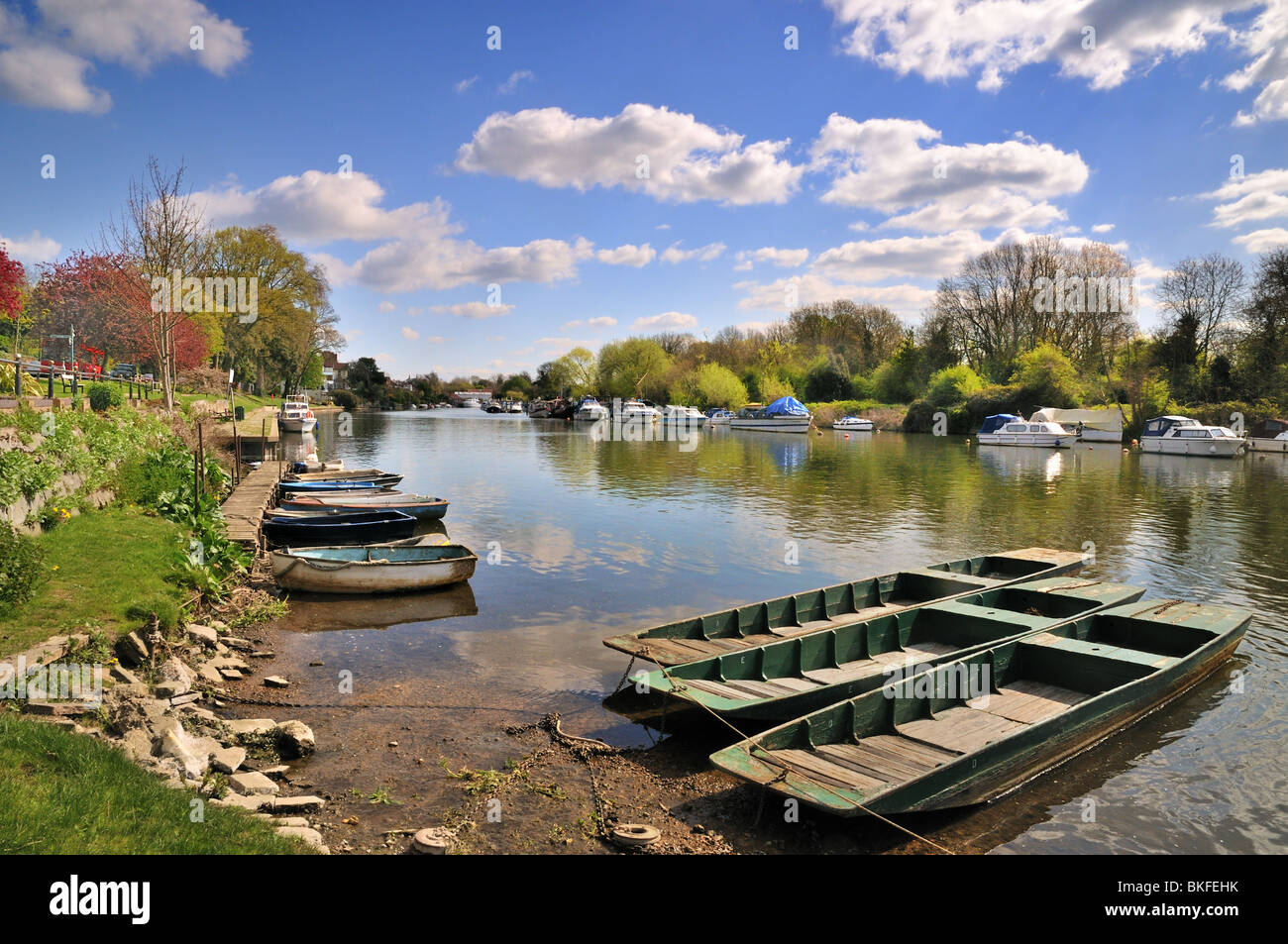 Riverside at Sunbury on Thames Stock Photo, Royalty Free Image