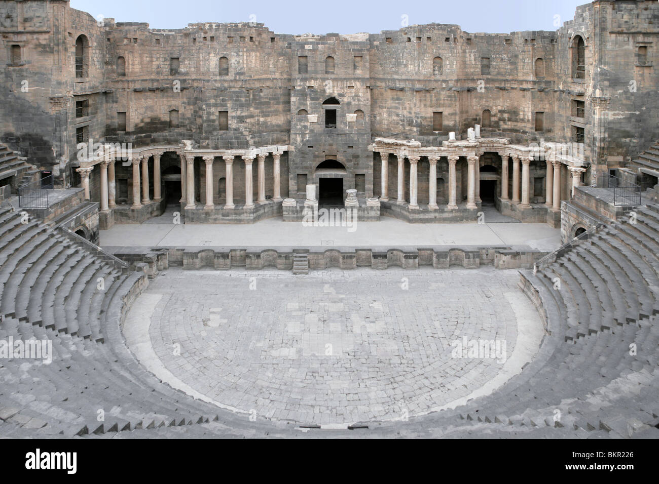 Front view of the cavea, orchestra, the stage and the scaenae frons