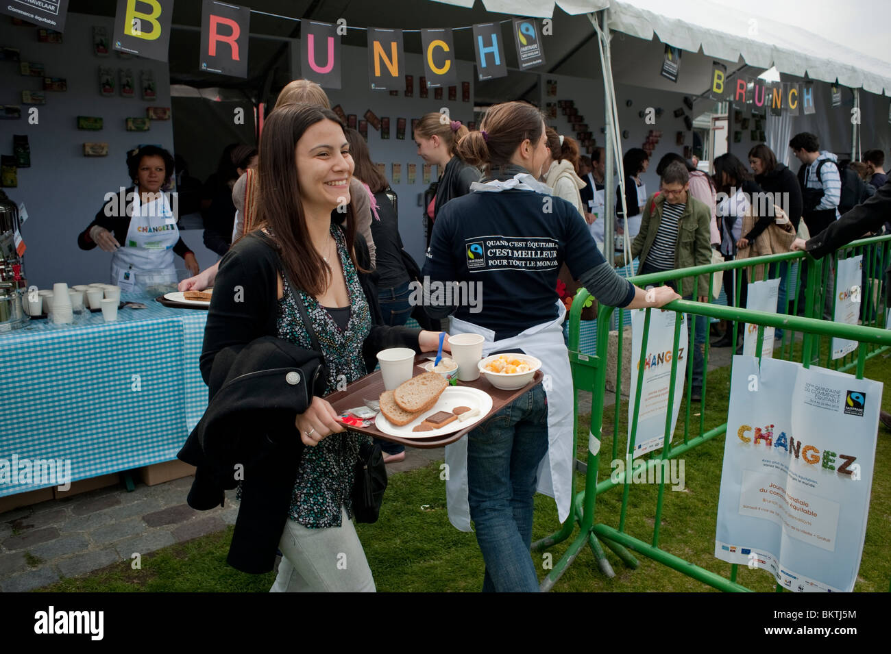 People Carrying Food Trays at Organic Self Serve, Celebration of Stock