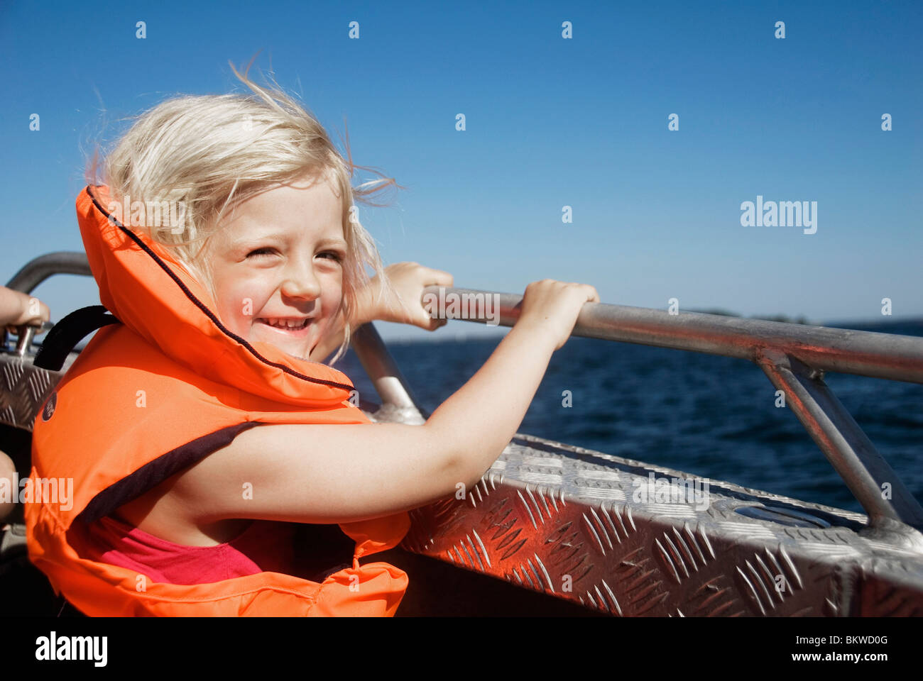 Blond girl in life jacket Stock Photo, Royalty Free Image 29447840 Alamy