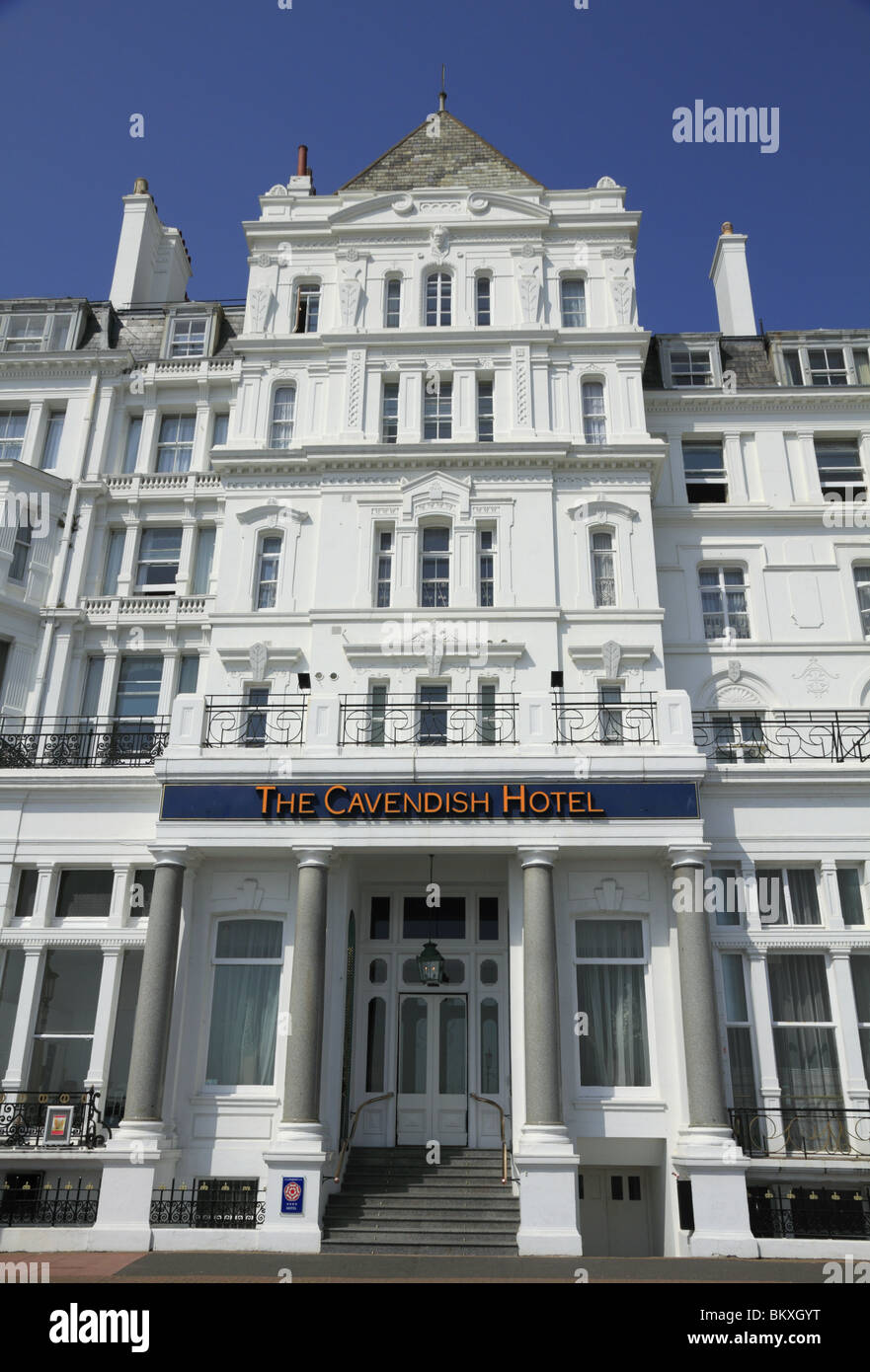 The facade of The Cavendish Hotel on Eastbourne's seafront, East Stock