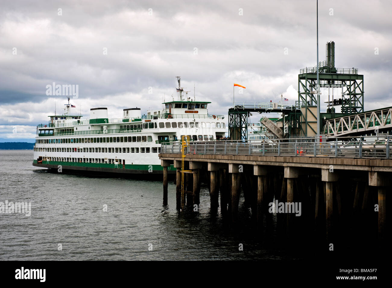 Washington State Ferry Terminal, Seattle, Washington, USA. A ferry Stock Photo, Royalty Free