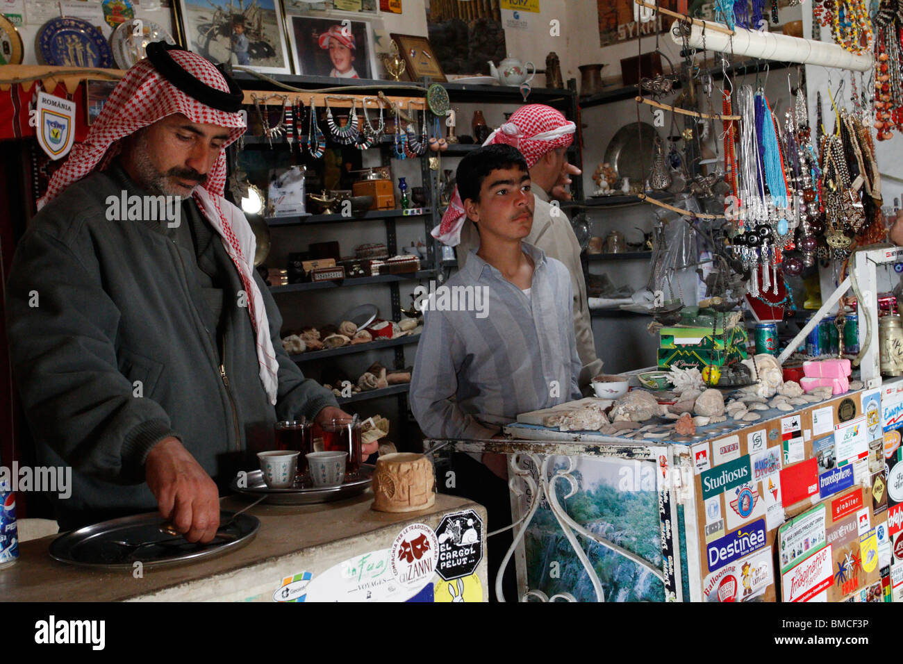 Selling souvenir and coffee inside Bagdad Cafe 66 in Syria Stock Photo